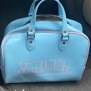 Baby Blue & Pink Von Dutch medium Bowling Bag
